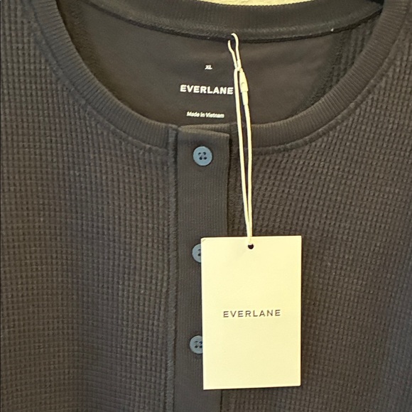 Everlane Black Waffle Knit Henley - Picture 3 of 3